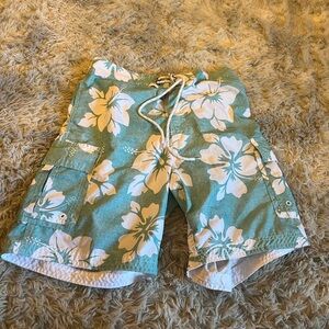 Men’s U.S. Apparel White and Blue Swim Trunks with Adjustable Fit